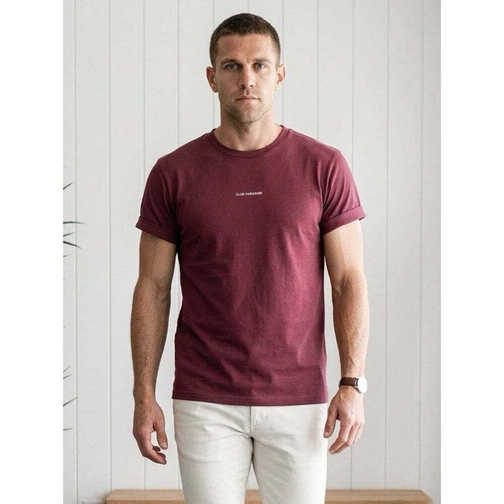 NWT Club Paradise Unisex Maroon Tee Shirt Logo Printed Hip Hop Music - Size XL